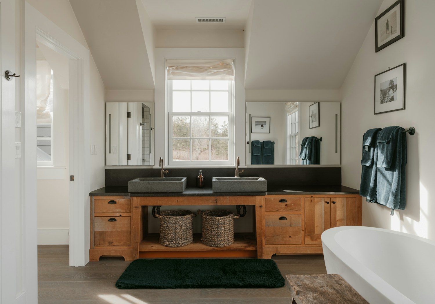 Refined bathroom interior with natural materials